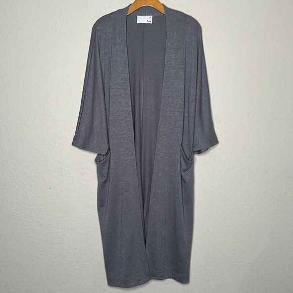 Wilfred Free Zlata LONG Sweater Open Front Kimono Cardigan Gray Medium Like NEW - Picture 5 of 16